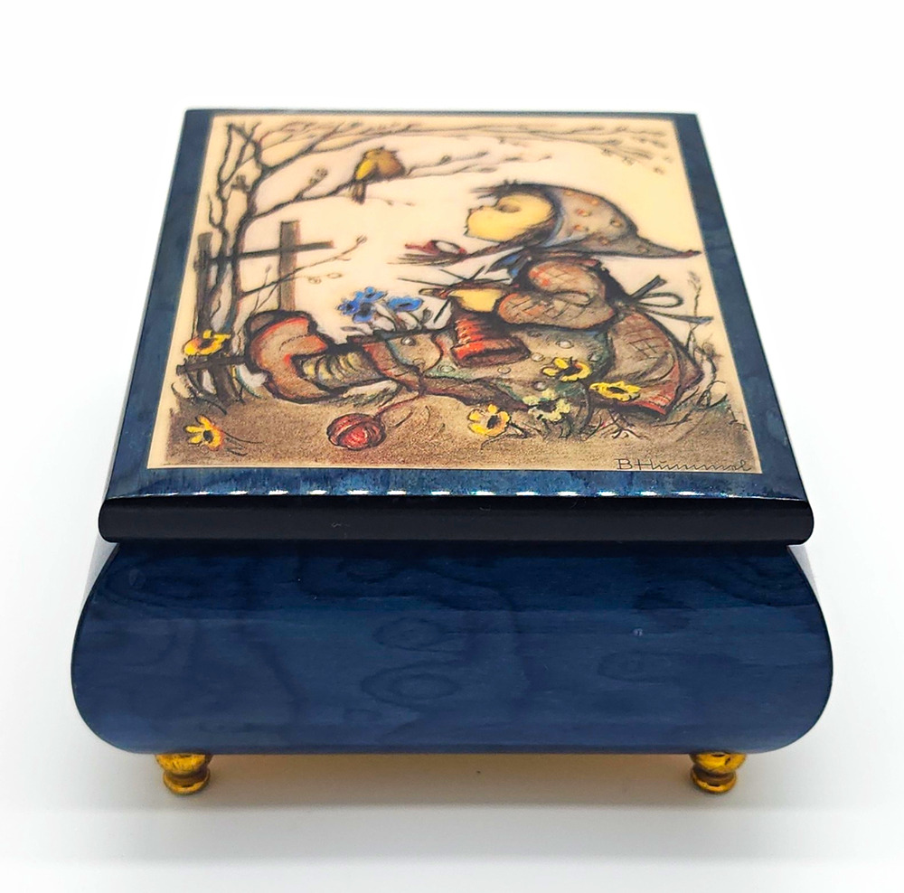 Vintage M.I. Hummel Ercolano Music Box Blue Wood Sorrento Italy